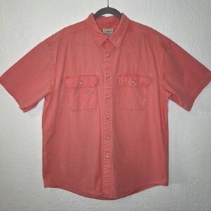 L.L. Bean Men's Sunwashed Canvas Shirt, Traditional Fit Short Sleeve Size Large